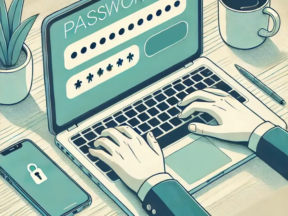 Illustration of user typing in a password.